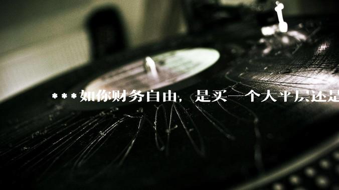 ***如你财务自由，是买一个大平层还是买一个大别墅？
